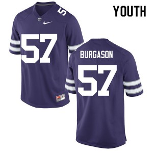 Youth Kansas State Wildcats Tyler Burgason #57 Purple Embroidery Jersey 920380-683