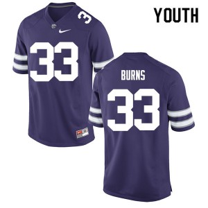 Youth Kansas State Wildcats Tyler Burns #33 Official Purple Jerseys 153097-873