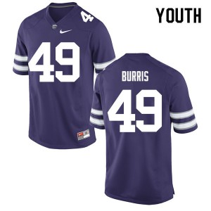 Youth Kansas State Wildcats Wesley Burris #49 Official Purple Jerseys 136607-391