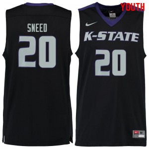 Youth Kansas State Wildcats Xavier Sneed #20 Embroidery Black Jerseys 136300-155